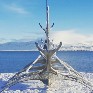 The Sun Voyager sculpture in Reykjavik, Iceland